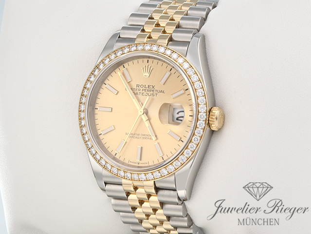 Image 3 of gallery: Rolex Datejust 36 126283 RBR 2019 Stahl Gelbgold 750 Diamanten Automatik Gold