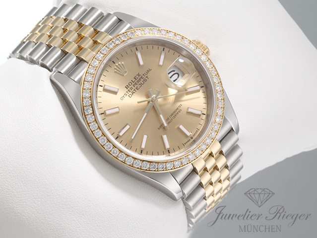 Image 2 of gallery: Rolex Datejust 36 126283 RBR 2019 Stahl Gelbgold 750 Diamanten Automatik Gold