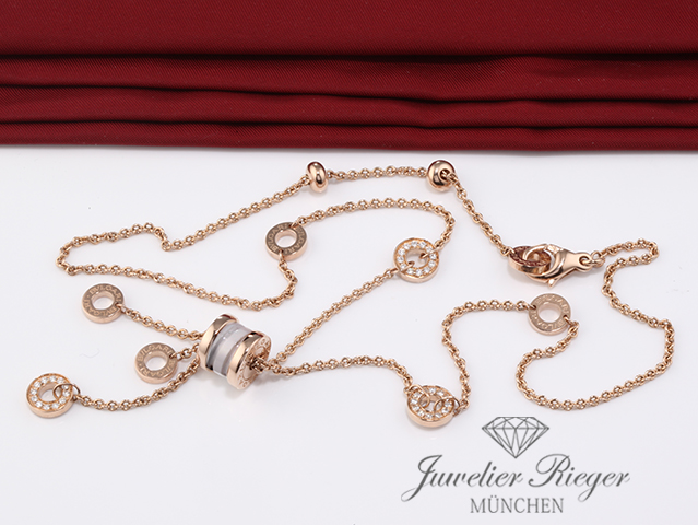 Bild 3 der Galerie: Bulgari Collier B-Zero 1 Rosegold 750 Diamanten Brillanten weisse Keramik Gold