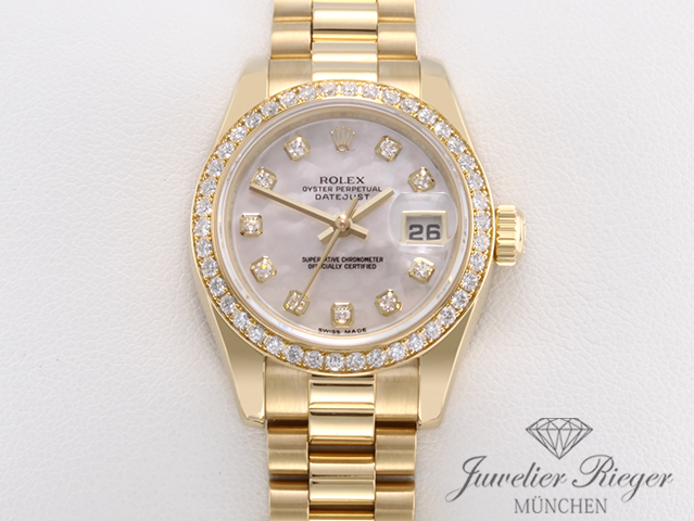 Image 1 of gallery: Rolex Lady Datejust 179138 2014 Gelbgold 750 Perlmutt Diamanten Automatik Gold