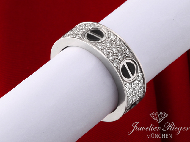 Image 3 of gallery: Cartier Ring Love Weissgold 750 Keramik Diamanten Größe 51 Gold B4207652