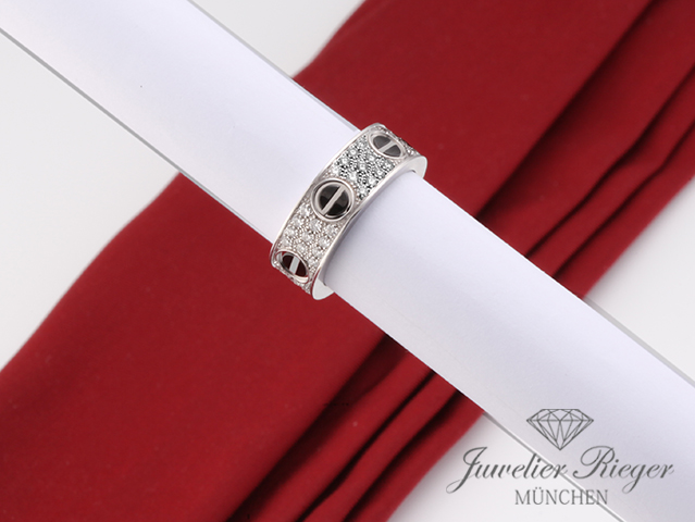 Image 4 of gallery: Cartier Ring Love Weissgold 750 Keramik Diamanten Größe 51 Gold B4207652