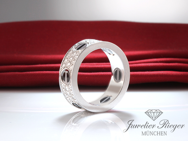 Image 2 of gallery: Cartier Ring Love Weissgold 750 Keramik Diamanten Größe 51 Gold B4207652