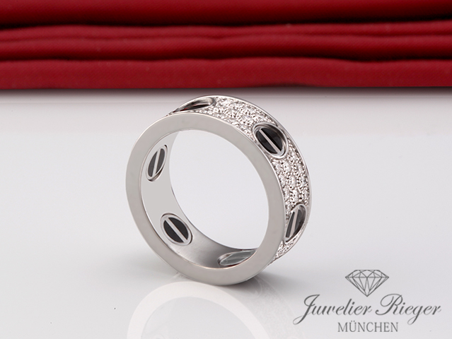 Image 5 of gallery: Cartier Ring Love Weissgold 750 Keramik Diamanten Größe 51 Gold B4207652