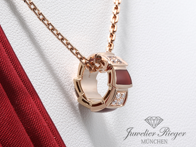 Bild 1 der Galerie: Bvlgari Collier Serpenti Viper Rosegold 750 Diamanten Karneol 2021 355088 Gold