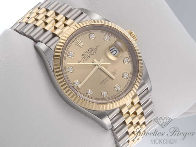 Bild 3 der Galerie: Rolex Datejust 36 126233 Edelstahl Gelbgold 750 Diamanten Automatik Gold