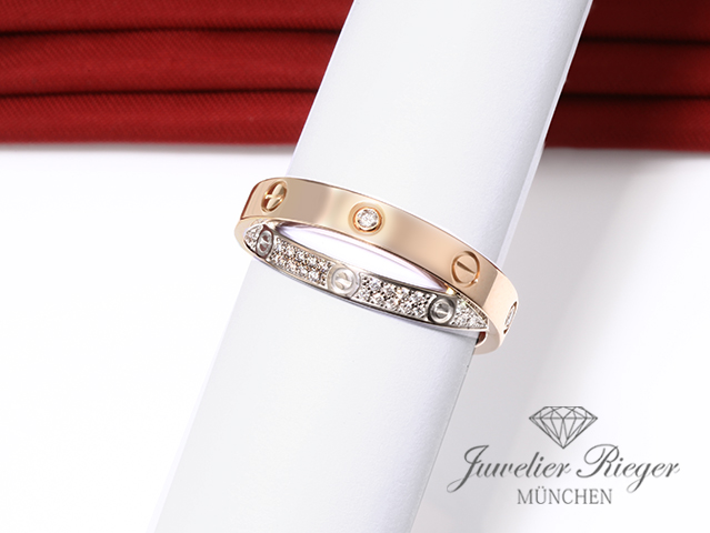 Bild 4 der Galerie: Cartier Ring Love Doppelt Rosegold & Weissgold 750 Diamanten Gr. 51 2014 Gold