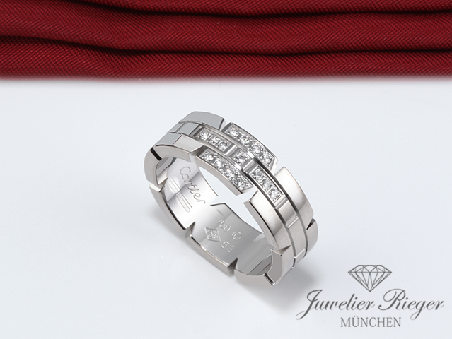 Bild 1 der Galerie: Cartier Ring Tank Francaise Weissgold 750 Diamanten ca. 0,10 ct Größe 53 Gold