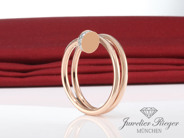 Bild 4 der Galerie: Cartier Ring Juste un Clou Doppelt Rosegold 750 Diamanten 2020 Gr 55 B4210852