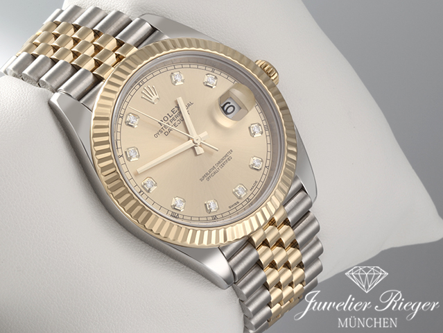 Image 3 of gallery: Rolex Datejust 41 126333 Edelstahl Gelbgold 750 Diamanten Automatik Gold