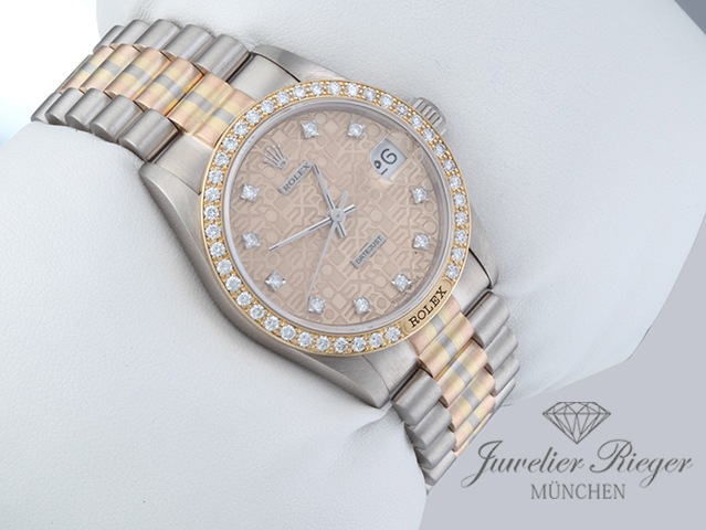 Image 3 of gallery: Rolex Medium Datejust 31 Tridor 750 Gelbgold Weissgold Rosegold Diamanten Gold