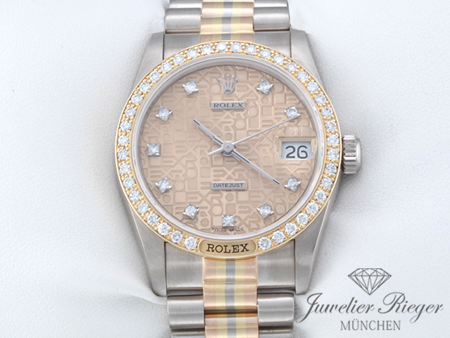 Image 1 of gallery: Rolex Medium Datejust 31 Tridor 750 Gelbgold Weissgold Rosegold Diamanten Gold