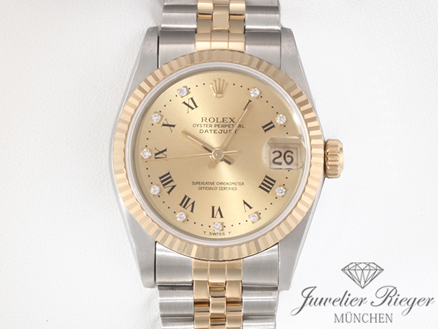 Bild 1 der Galerie: Rolex Medium Datejust Stahl Gelbgold 750 Diamanten Automatik Gold Stahl