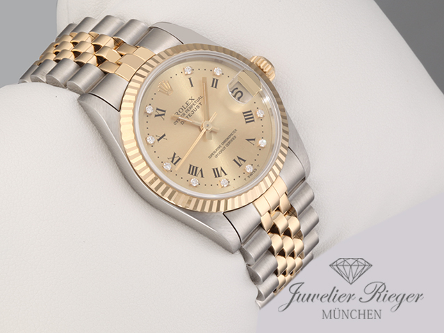 Bild 3 der Galerie: Rolex Medium Datejust Stahl Gelbgold 750 Diamanten Automatik Gold Stahl
