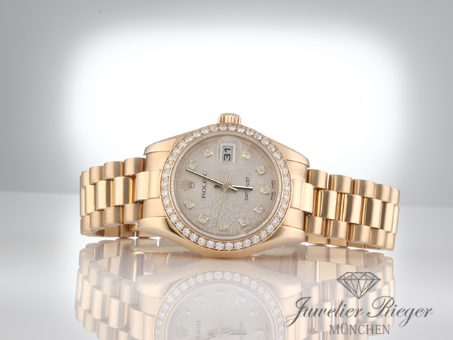 Bild 4 der Galerie: Rolex Lady Datejust 179138 2005 Gelbgold 750 Diamanten Automatik Gold