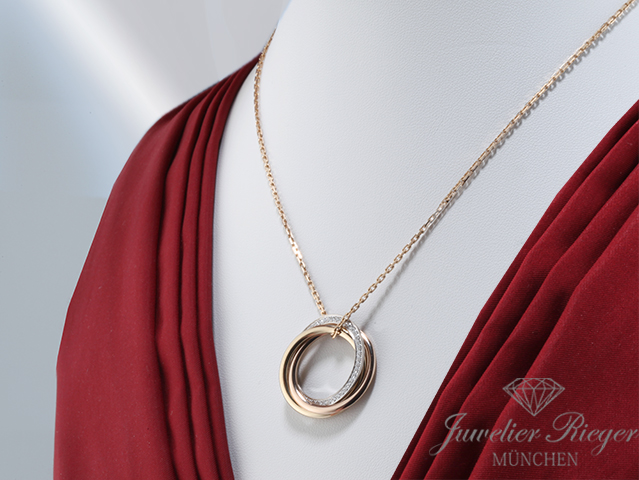 Bild 2 der Galerie: Cartier Collier Trinity Gelbgold Rosegold Weissgold 750 Diamanten Gold Halskette