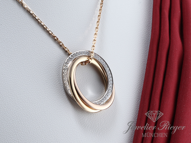 Bild 1 der Galerie: Cartier Collier Trinity Gelbgold Rosegold Weissgold 750 Diamanten Gold Halskette