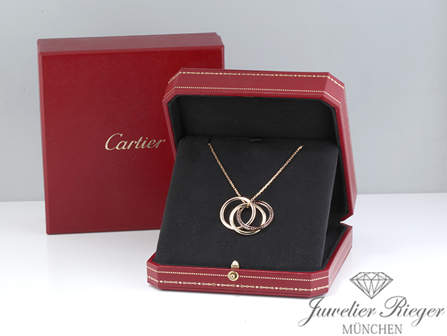 Bild 6 der Galerie: Cartier Collier Trinity Gelbgold Rosegold Weissgold 750 Diamanten Gold Halskette