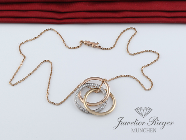 Bild 5 der Galerie: Cartier Collier Trinity Gelbgold Rosegold Weissgold 750 Diamanten Gold Halskette