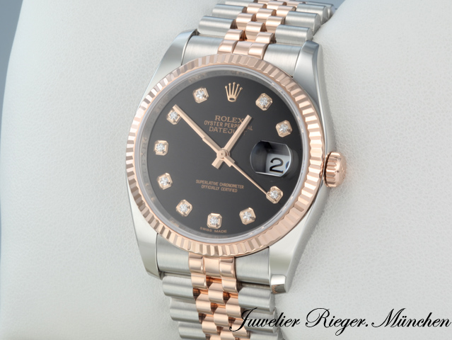 Bild 2 der Galerie: Rolex Datejust 36 mm 116231 2012 Stahl Rosegold 750 Diamanten Automatik