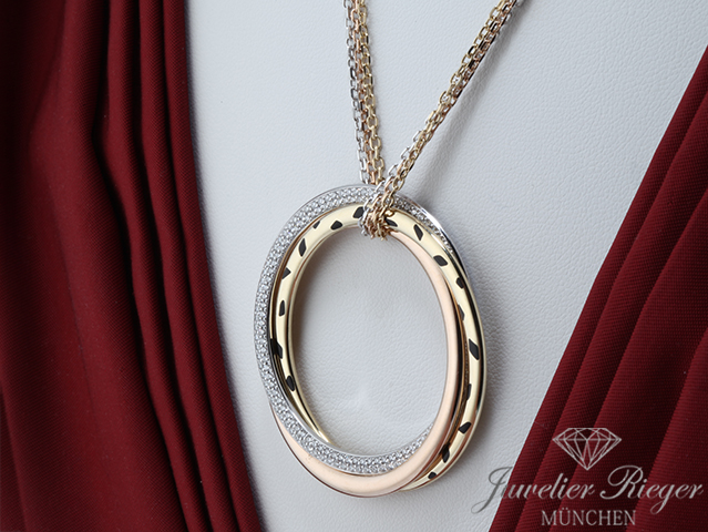 Bild 2 der Galerie: Cartier Collier Trinity Panthere Gelbgold Rosegold Weissgold 750 Diamanten Gold