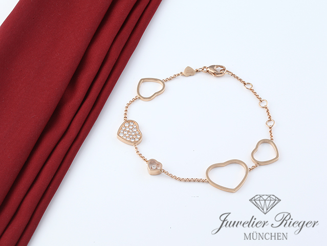 Bild 1 der Galerie: Chopard Armband Happy Hearts Rosegold 750 Diamanten Gr 20 cm 857482 2021 Gold
