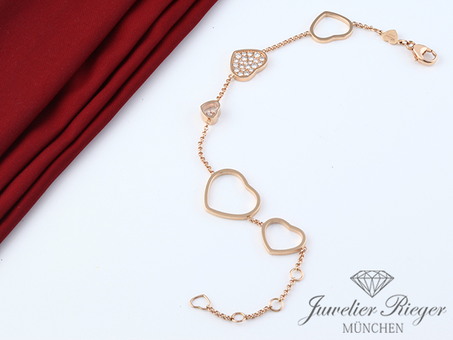 Bild 2 der Galerie: Chopard Armband Happy Hearts Rosegold 750 Diamanten Gr 20 cm 857482 2021 Gold