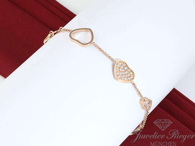 Bild 5 der Galerie: Chopard Armband Happy Hearts Rosegold 750 Diamanten Gr 20 cm 857482 2021 Gold