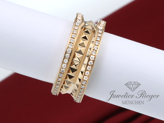 Image 3 of gallery: Bvlgari Ring B-Zero 1 Rock 2-Band Gelbgold 750 Diamanten Gr 51 Gold
