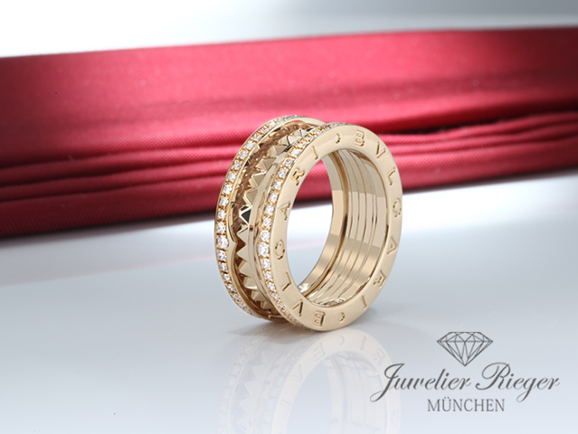 Image 1 of gallery: Bvlgari Ring B-Zero 1 Rock 2-Band Gelbgold 750 Diamanten Gr 51 Gold