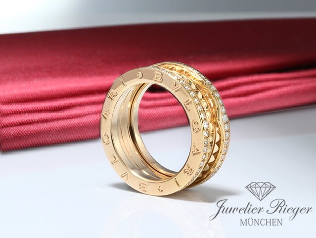 Image 2 of gallery: Bvlgari Ring B-Zero 1 Rock 2-Band Gelbgold 750 Diamanten Gr 51 Gold