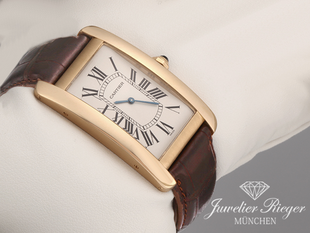 Bild 3 der Galerie: Cartier Tank Americaine Großes Modell Gelbgold 750 1735 Handaufzug Leder Gold