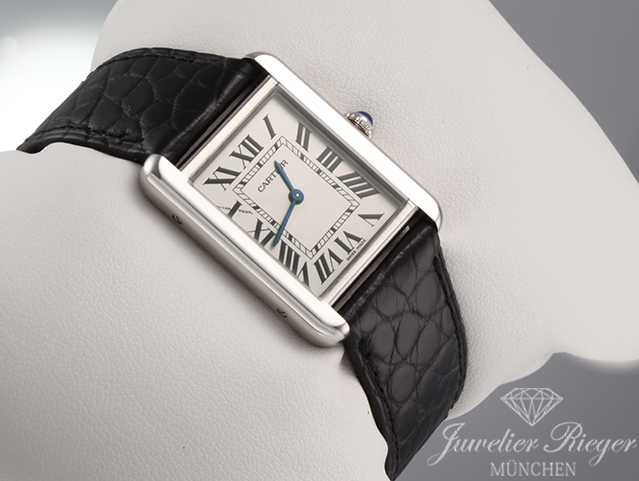 Image 3 of gallery: Cartier Tank Solo Kleines Modell W5200005 2017 Edelstahl Lederband Stahl