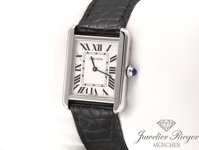 Image 2 of gallery: Cartier Tank Solo Kleines Modell W5200005 2017 Edelstahl Lederband Stahl