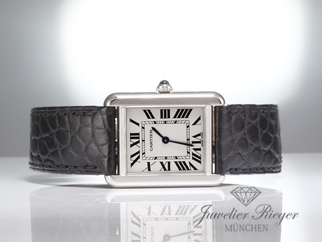 Image 4 of gallery: Cartier Tank Solo Kleines Modell W5200005 2017 Edelstahl Lederband Stahl