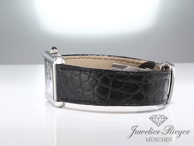 Image 5 of gallery: Cartier Tank Solo Kleines Modell W5200005 2017 Edelstahl Lederband Stahl