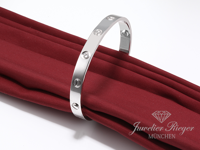 Image 1 of gallery: Cartier Armreif Love Weissgold 750 Größe 16 4 Diamanten Gold Damen Armband