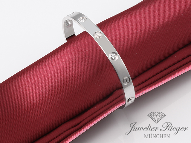 Image 2 of gallery: Cartier Armreif Love Weissgold 750 Größe 16 4 Diamanten Gold Damen Armband