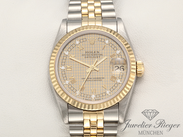 Bild 1 der Galerie: Rolex Medium Datejust 31 mm Stahl Gelbgold 750 Diamanten Automatik