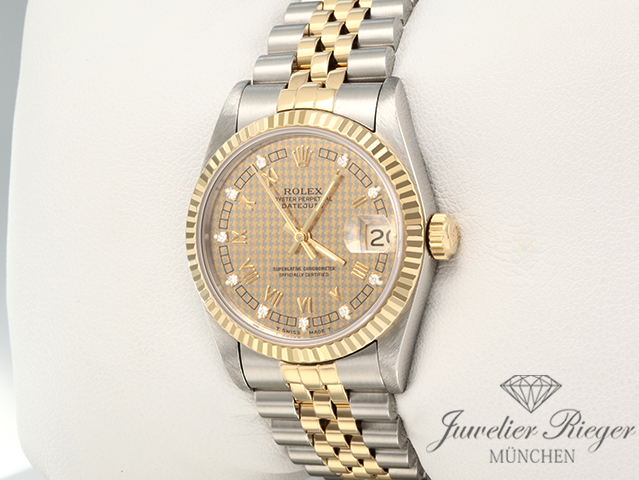 Bild 2 der Galerie: Rolex Medium Datejust 31 mm Stahl Gelbgold 750 Diamanten Automatik