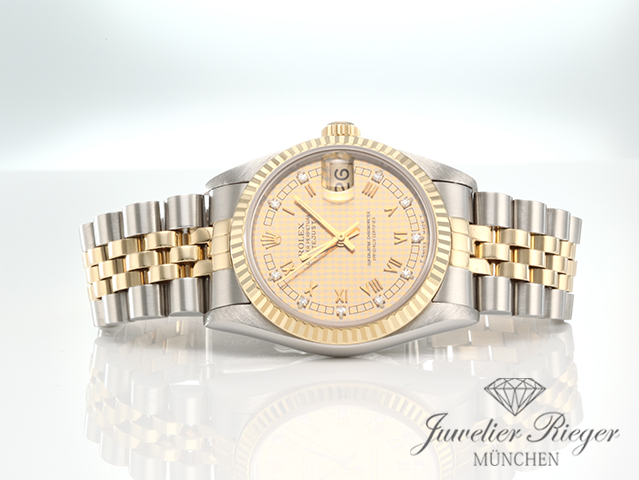 Bild 4 der Galerie: Rolex Medium Datejust 31 mm Stahl Gelbgold 750 Diamanten Automatik