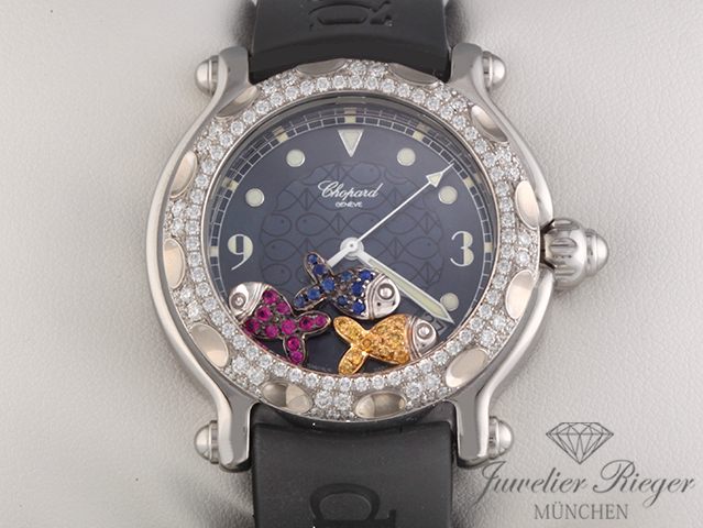Bild 1 der Galerie: Chopard Happy Sport Fish Edelstahl 28/8347 Saphire Rubine Diamonds Gold