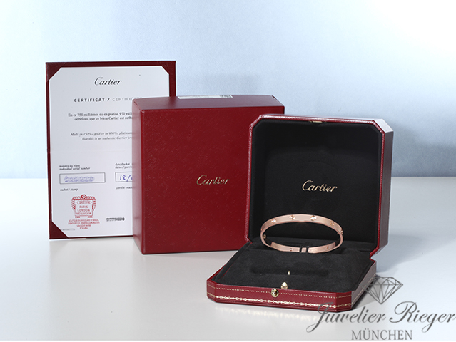 Bild 5 der Galerie: Cartier Armreif Love Rosegold 750 Größe 20 2023 Diamanten Gold Armband