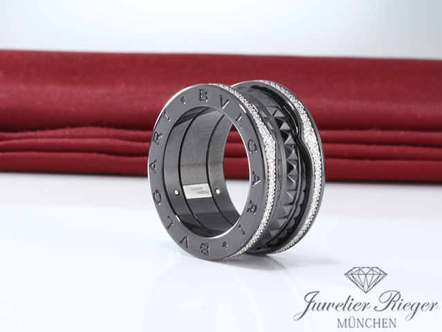 Bild 5 der Galerie: Bulgari Ring B-Zero 1 Rock schwarze Keramik Weissgold 750 Diamanten Gr 54 Gold