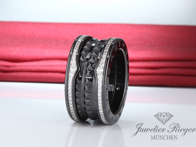 Bild 4 der Galerie: Bulgari Ring B-Zero 1 Rock schwarze Keramik Weissgold 750 Diamanten Gr 54 Gold
