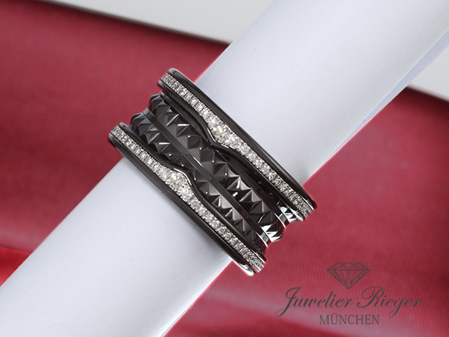 Bild 1 der Galerie: Bulgari Ring B-Zero 1 Rock schwarze Keramik Weissgold 750 Diamanten Gr 54 Gold