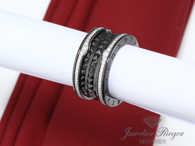 Bild 2 der Galerie: Bulgari Ring B-Zero 1 Rock schwarze Keramik Weissgold 750 Diamanten Gr 54 Gold