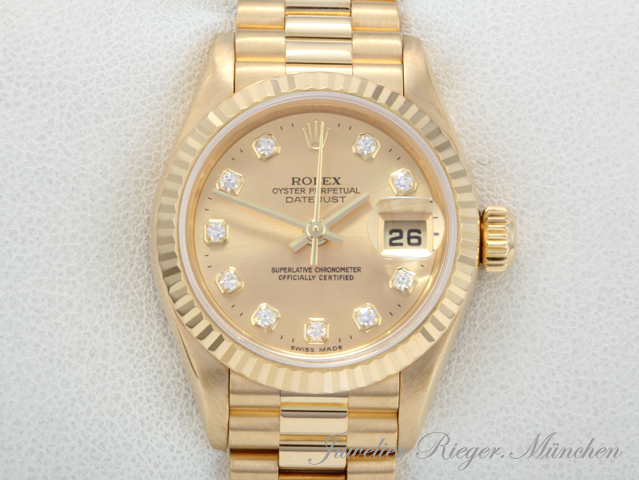 Bild 1 der Galerie: Rolex Lady Datejust Gelbgold 750 Diamanten 1998 Automatik Gold Damen