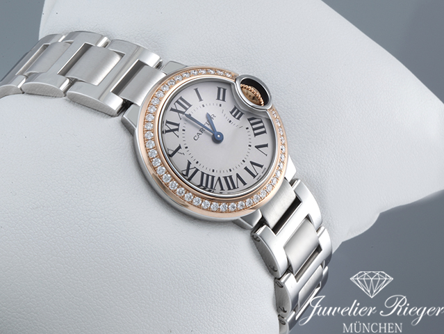 Bild 3 der Galerie: Cartier Ballon Bleu 28 mm Edelstahl Rosegold 750 Diamanten WE902079 Stahl Gold