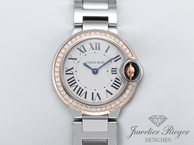 Bild 1 der Galerie: Cartier Ballon Bleu 28 mm Edelstahl Rosegold 750 Diamanten WE902079 Stahl Gold